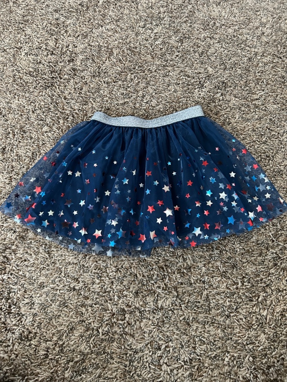 Girls Navy Star Tulle Skirt with Sparkle Waistband